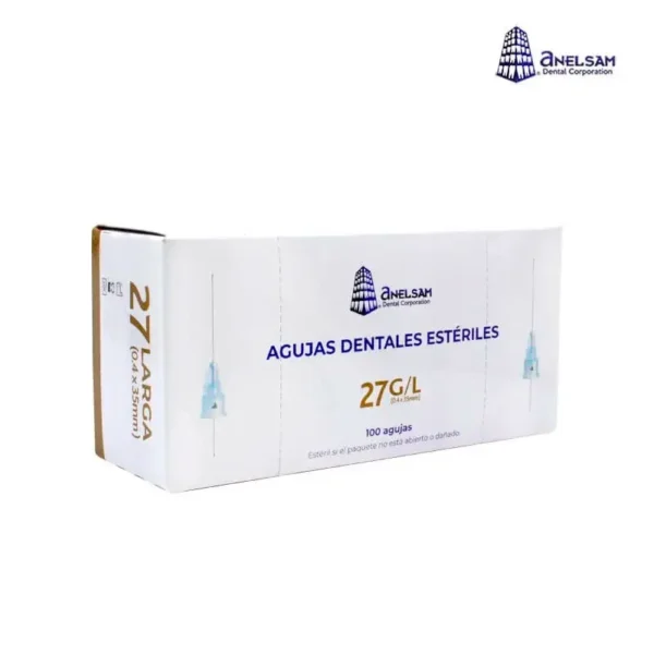 Agujas Dentales 27G Largas (0.4 x 35mm) - Caja con 100
