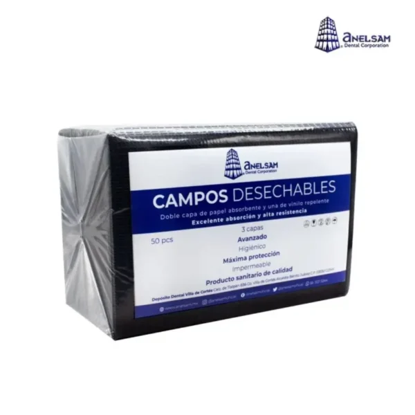 Baberos Desechables (Campos) Color Negro - Bolsa con 50 Piezas