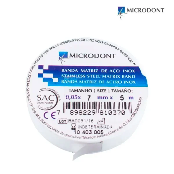 Banda Matriz en Rollo Microdont 7 mm x 5 m (Espesor 0.05 mm) - Acero Inoxidable