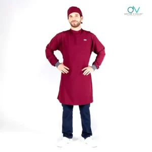 Bata Impermeable Hombre Guinda Doctors Valley M/G – Con Estetoscopio y Cofia de Regalo