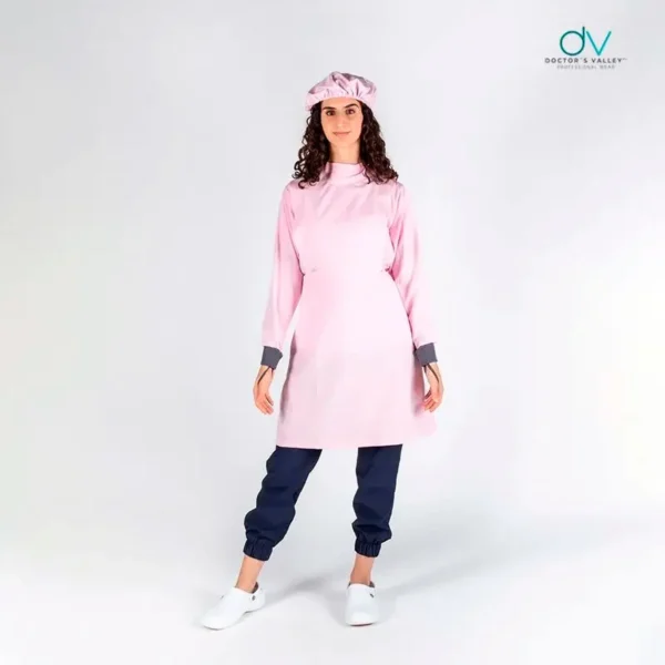 Bata Impermeable para Mujer Rosa Pastel (Talla CH/M) - Incluye Estuche y Cofia