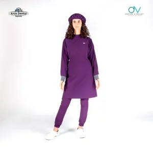 Bata Impermeable para Mujer Color Uva (Talla M/G) - Incluye Estuche y Cofia