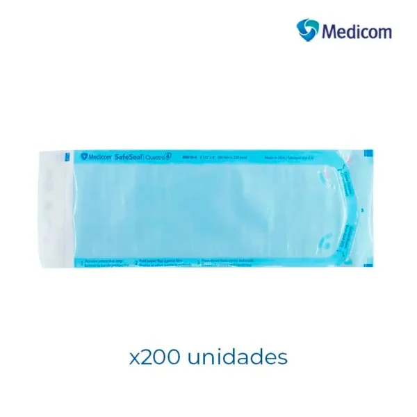 Bolsas para Esterilizar SafeSeal Quattro 3 1/2 x 9 Pulgadas - Caja con 200 piezas