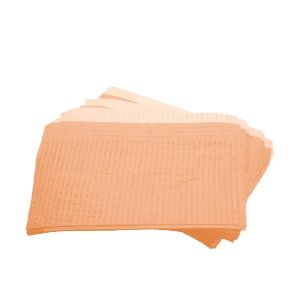 Baberos Desechables (Campos) Color Durazno - Bolsa con 50 Piezas