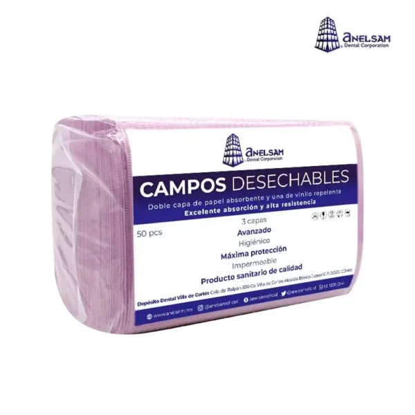 Baberos Desechables (Campos) Violeta – Bolsa con 50 Piezas