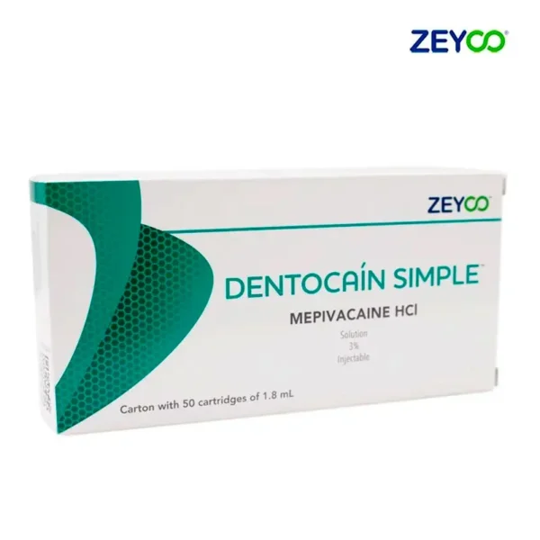 Dentocaín 3% Mepivacaína Sin Vasoconstrictor – 50 Cartuchos Plástico
