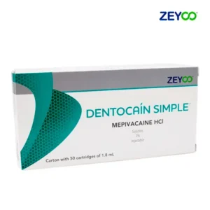 Dentocaín 3% Mepivacaína Sin Vasoconstrictor – 50 Cartuchos Vidrio