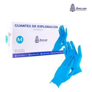 Guantes de Nitrilo Azul Talla Mediana Caja 100 pzas Anelsam
