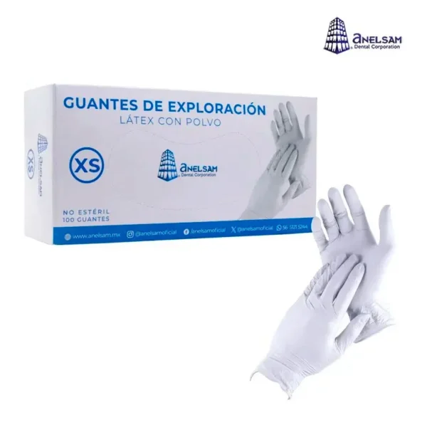 Guantes de Látex Talla Extra Chica Caja 100 pzas Anelsam