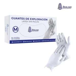 Guantes Látex Libres de Polvo Talla Mediana 100 pzas Anelsam