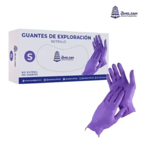 Guantes de Nitrilo Morado Chico con 100 Piezas Anelsam – Sin Látex