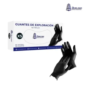 Guantes de Nitrilo Negro Talla Extra Chica Caja 100 pzas Anelsam