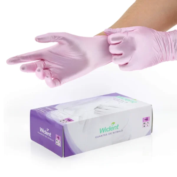 Guantes Wident Nitrilo Metálico Rosa Extra Chico con 100 — Guantes Dentales sin Látex