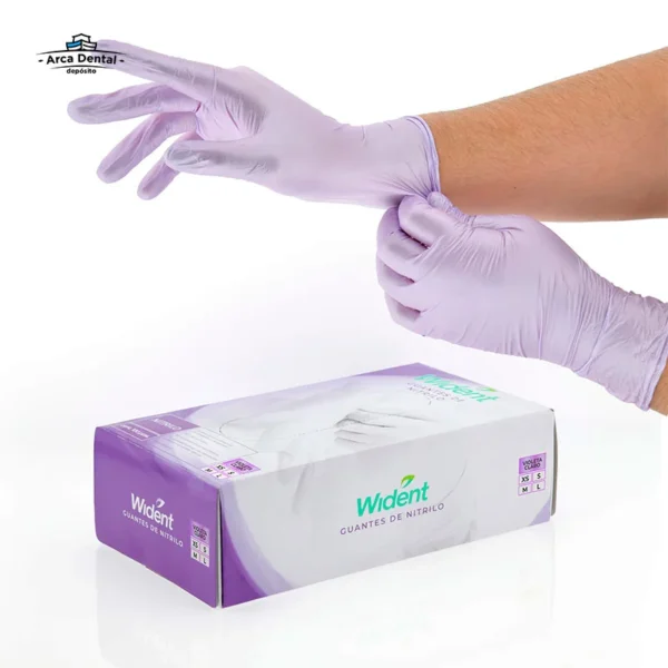 Guantes Wident Nitrilo Metálico Violeta Extra Chico con 100 — Guantes Dentales sin Látex