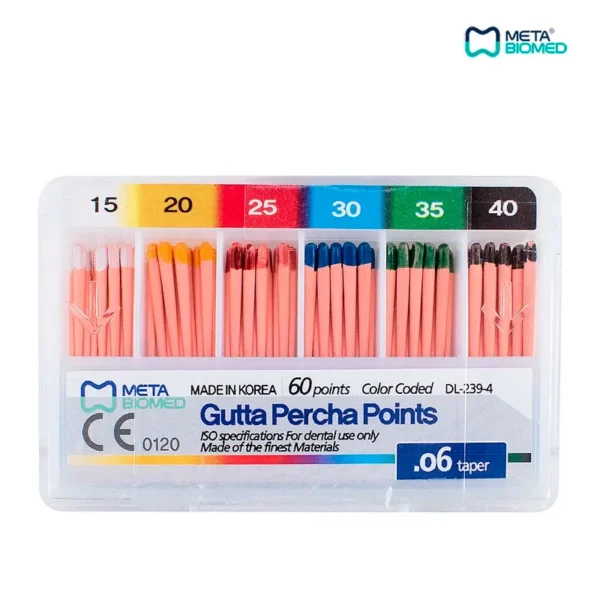 Conos de Gutapercha Metabiomed E&Q Plus .06 No. 15-40