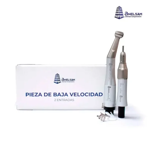 Pieza de Baja Velocidad 2 Entradas Push Button Anelsam – Contraángulo Dental