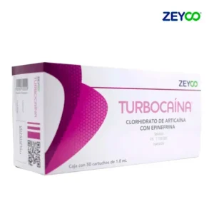 Turbocaína Articaína 4% con Epinefrina – 50 Cartuchos Plástico