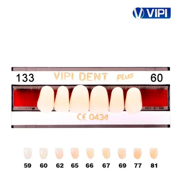 Dientes Acrílicos VIPI DENT 133 Anterior Superior Tono C-60 — Tablilla para Prótesis