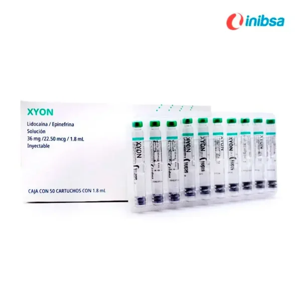 Xyon Lidocaína Epinefrina 2% Cartuchos de Vidrio Inibsa
