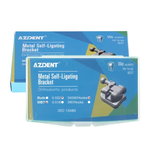 Kit de Brackets Autoligado Metálicos Azdent Roth .022 – Con Tubos para 1er Molar